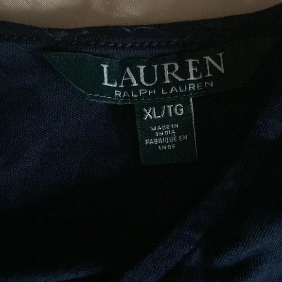 Ralph Lauren Navy Embroidered beaded blouse Sz  XL - Picture 6 of 13